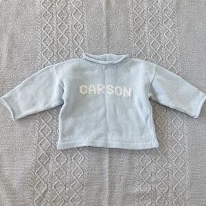 Custom Carson Light Blue Baby Sweater